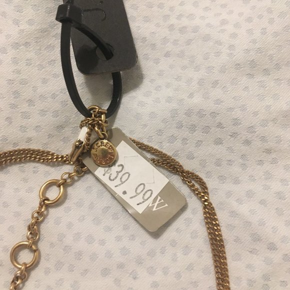 J Crew necklace - gold rings with pearl dots - NWT - Picture 3 of 3